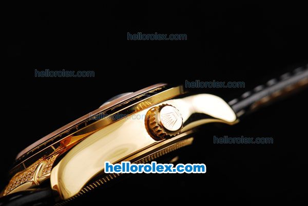 Rolex Datejust Automatic Movement ETA Coating Case with Black Diamond Bezel-Black Dial - Click Image to Close